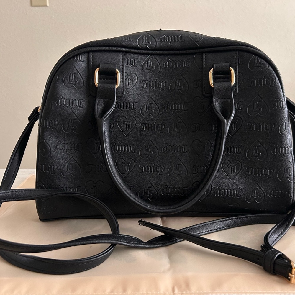 Juicy Couture Black & Hot Pink Dome Satchel with Logo Panel - Picture 3 of 5